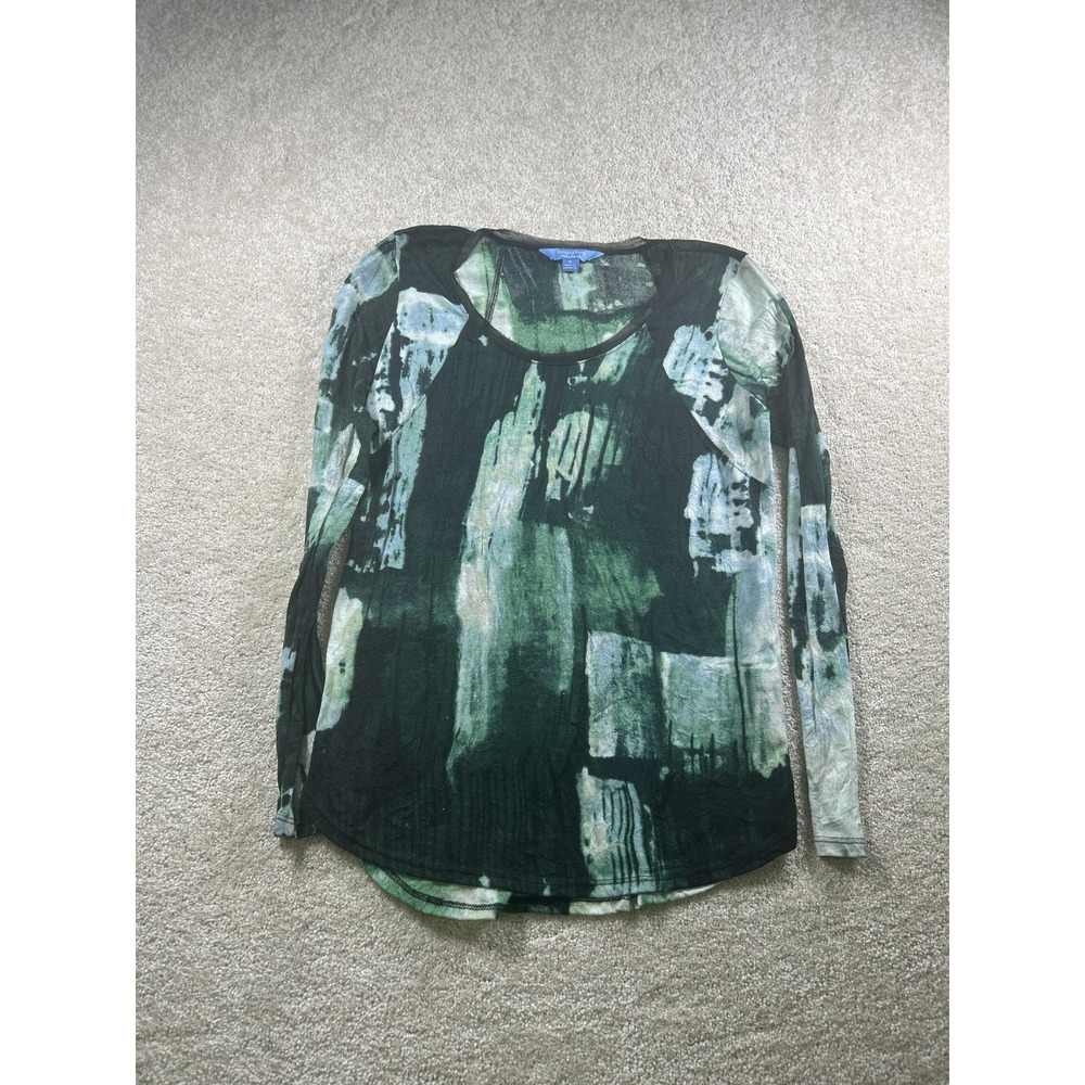 Simply Vera Vera Wang Shirt Womens Small Sheer Abstract Long Sleeve Top